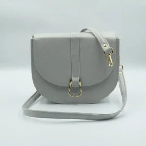 simple grey semi circle saddle bag with buckle