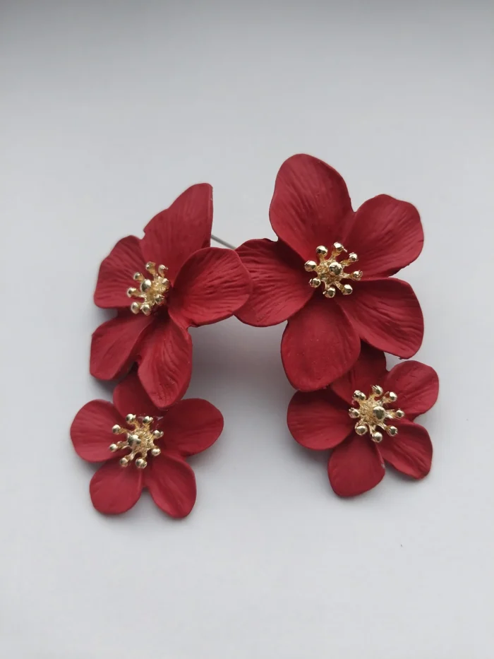 double flower earring, double bloom statement earring