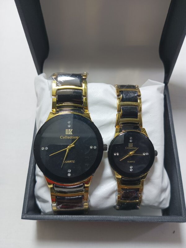 Couples Watch Steel Material Black Gold