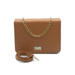 Quilted Leather bag Tan with gold chain